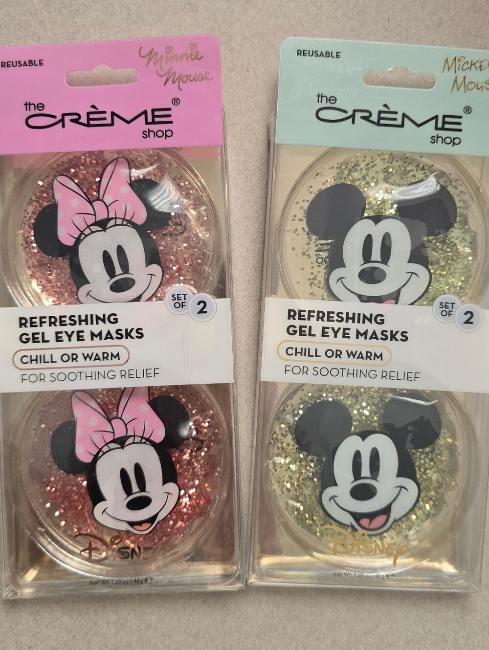 The Crème Shop x Disney Minnie & Mickey Refreshing Gel Eye Masks - Pink & Gold
